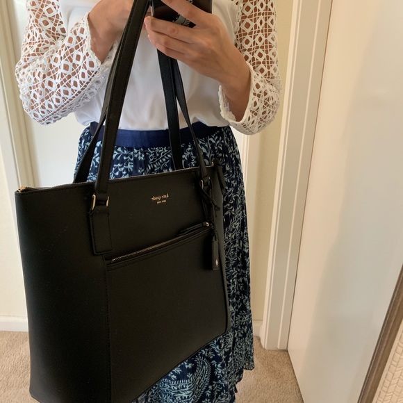 KATE SPADE CAMERON LARGE POCKET TOTE LEATHER BLACK - Picture 5 of 8